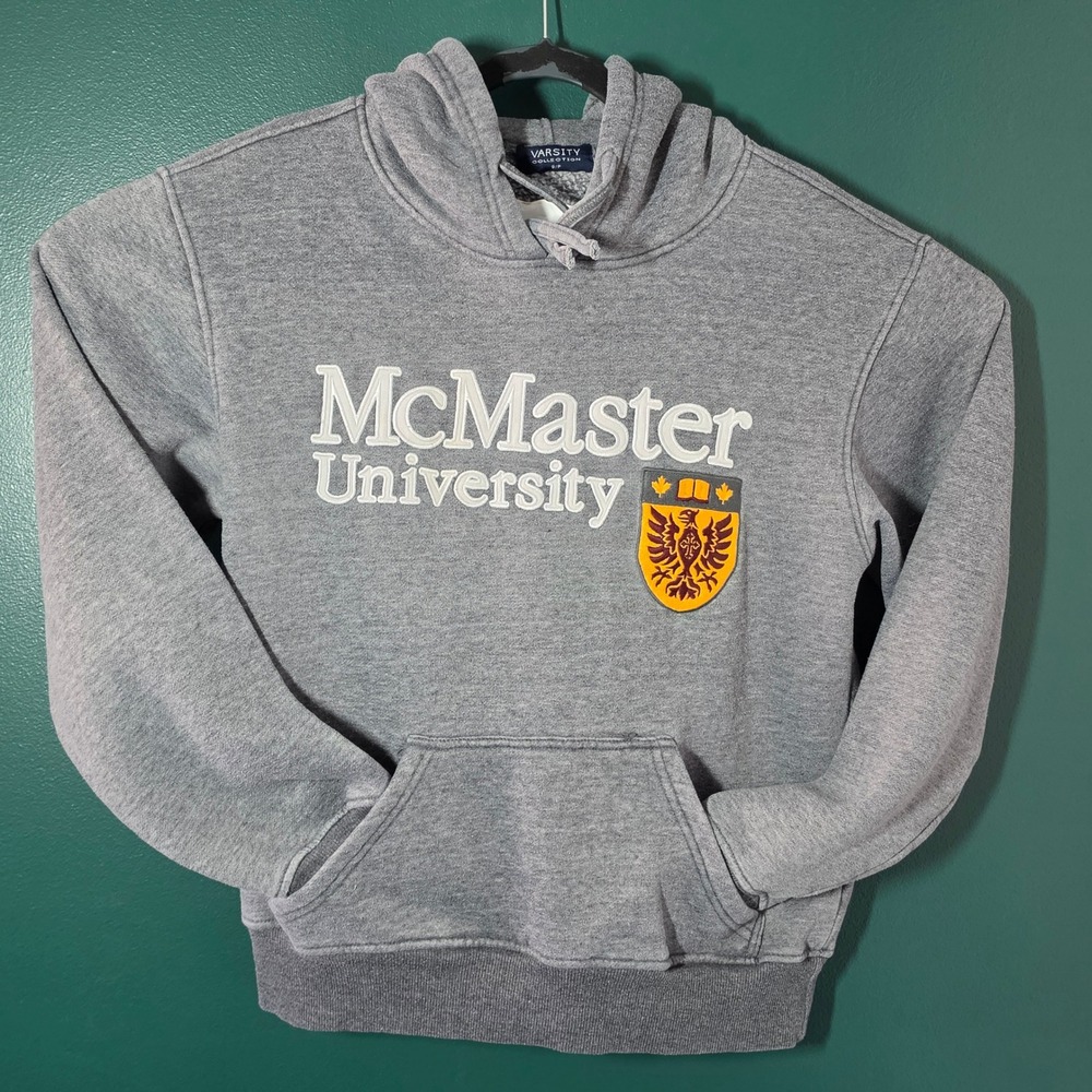 Varsity Collection McMaster University Hoodie Heather Gray Mens Small S/P